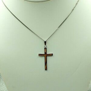 Sterling  Polished Cross Pendant Necklace